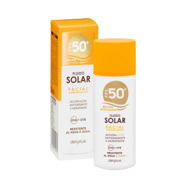 Fluido protección solar facial Deliplus FPS 50+ - 0.05 l - Imagen del producto en Findit