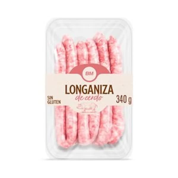Longaniza fresca en bandeja 250 g - 0.34 kg - Imagen del producto en Findit