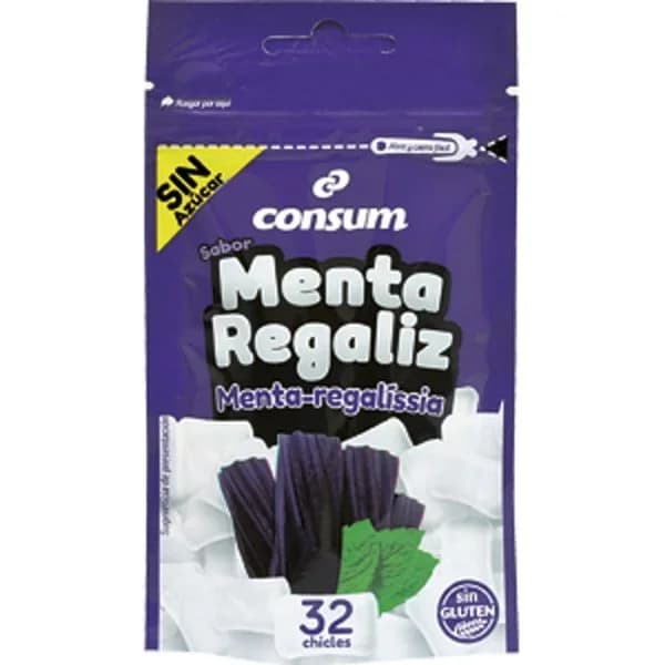 Chicle Menta Regaliz sin Azúcar Paquete 32 U. - 0.05 kg - Imagen del producto en Findit