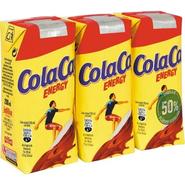 Batido de chocolate COLA CAO Energy, pack 3x200 ml - 0.6 l - Imagen del producto en Findit