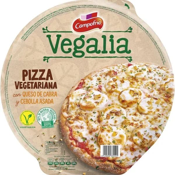 Pizza vegetariana con queso de cabra y cebolla asada Campofrío Vegalia 360 g. - 0.36 kg - Imagen del producto en Findit
