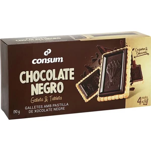 Galleta con Tableta Chocolate Negro - 0.15 kg - Imagen del producto en Findit