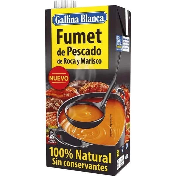 Fumet de pescado de roca y marisco Gallina Blanca sin gluten brik 1 l. - 1 l - Imagen del producto en Findit