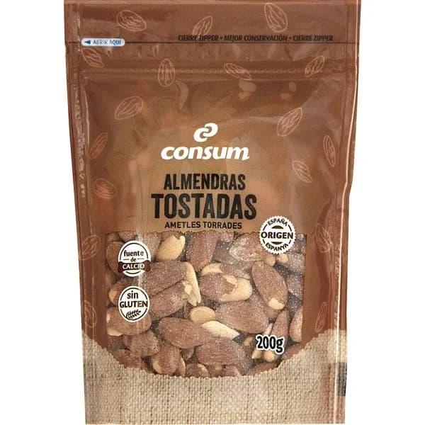 Almendras con Piel Tostadas Sal Bolsa - 0.2 kg - Imagen del producto en Findit