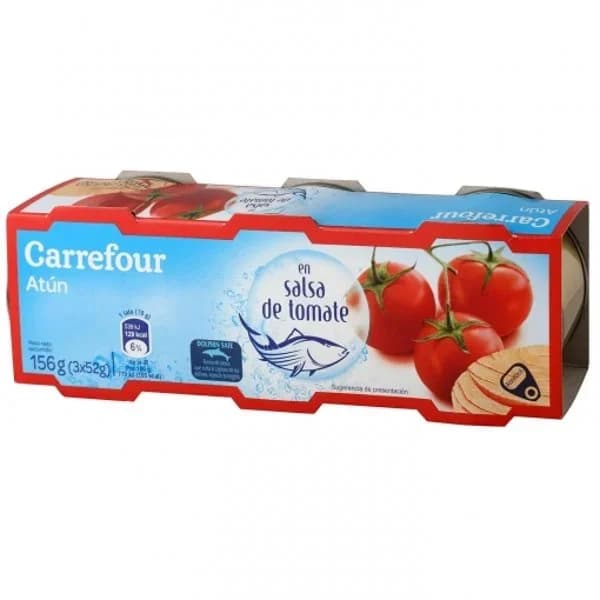 Atún en salsa de tomate Carrefour pack de 3 latas de 52 g. - 0.16 kg - Imagen del producto en Findit
