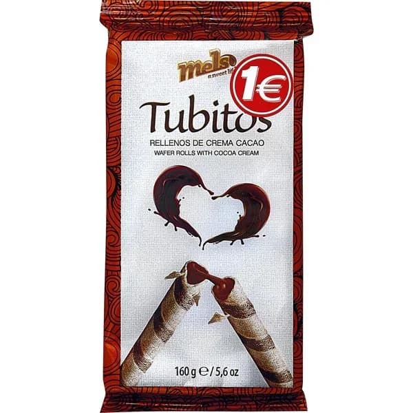 Tubitos Rellenos Crema de Cacao - 0.15 kg - Imagen del producto en Findit