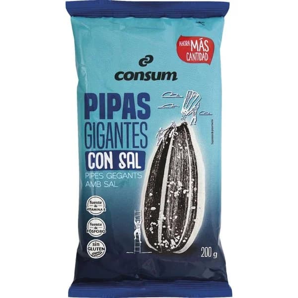 Pipas Gigantes Tostadas con Sal Bolsa - 0.18 kg - Imagen del producto en Findit