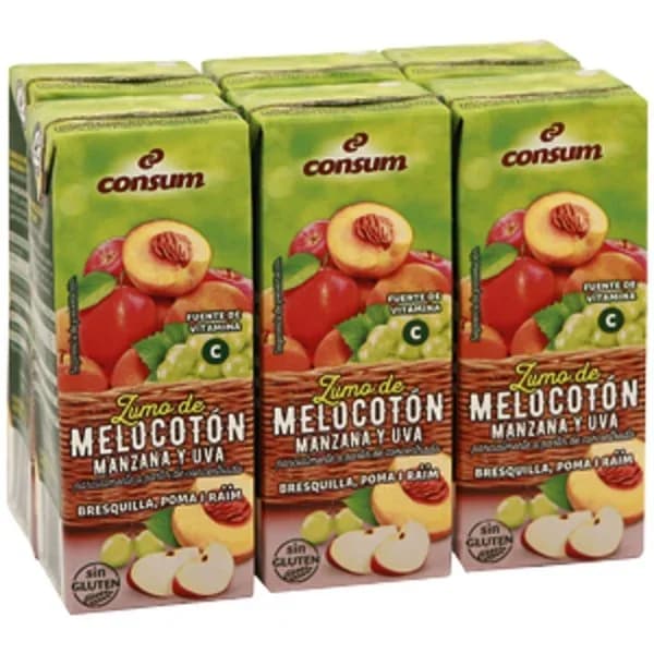 Zumo Melocotón,Uva y Manzana Pack de 6 - 1.2 l - Imagen del producto en Findit
