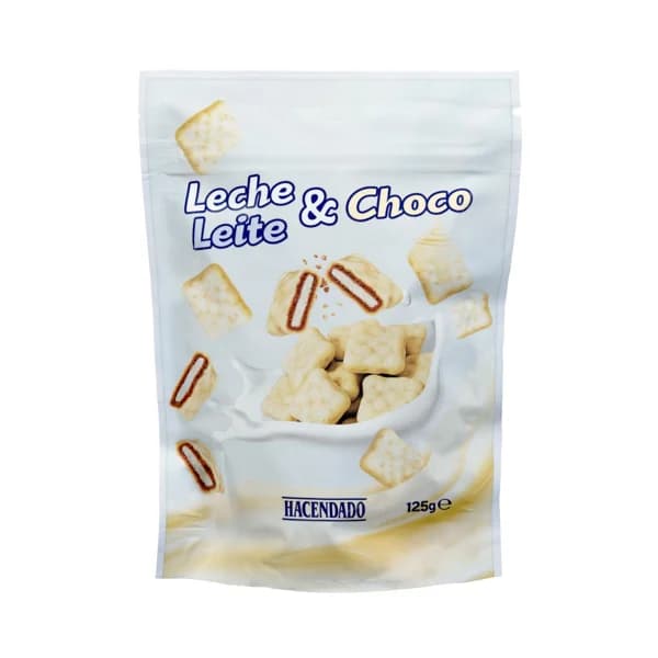 Cereales cubiertos de chocolate blanco rellenos con leche Hacendado - 0.12 kg - Imagen del producto en Findit