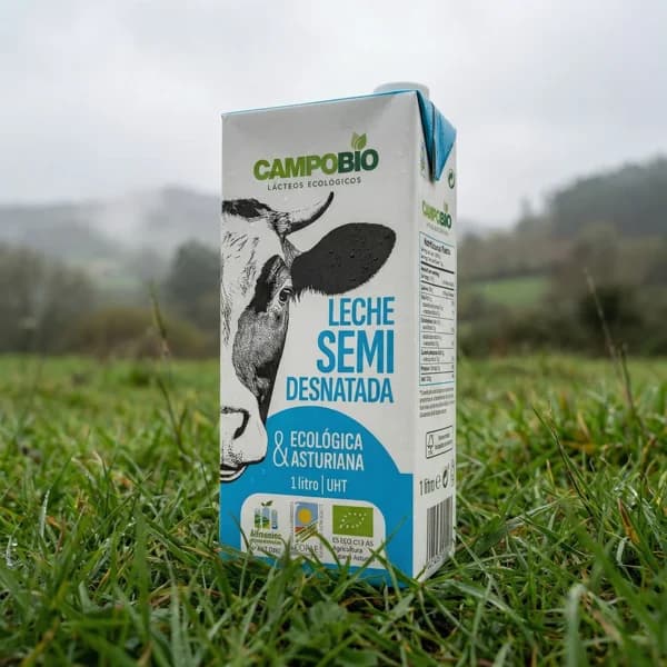 Leche Orgánica 100% Asturiana - Semidesnatada / Mediana - 6 litros (21% de ahorro en precio y transporte) - 6 kg - Imagen del producto en Findit