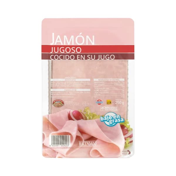 Jamón cocido jugoso Hacendado lonchas - 0.25 kg - Imagen del producto en Findit