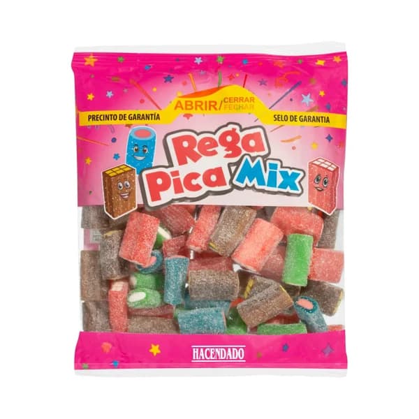 Golosinas Rega Pica Mix Hacendado sabor fresa  frambuesa  manzana y cola ácida - 0.3 kg - Imagen del producto en Findit