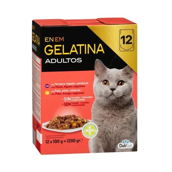 Bocaditos en gelatina gato adulto Delikuit - 1.2 kg - Imagen del producto en Findit