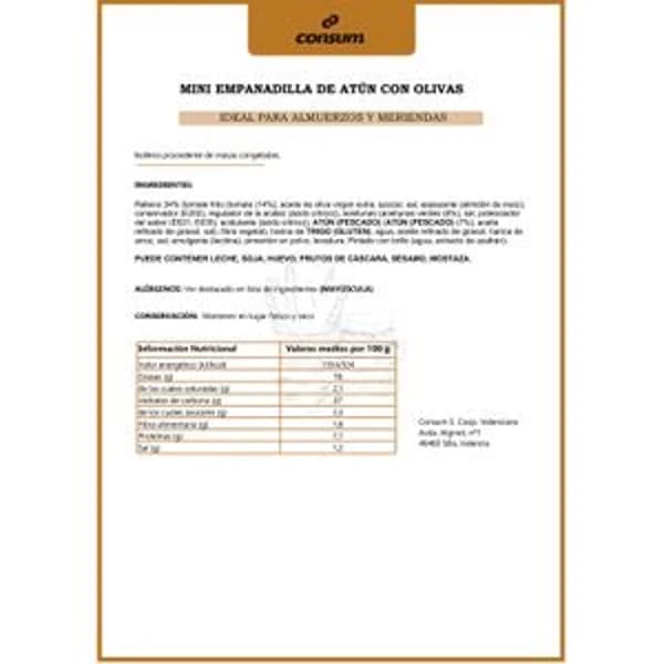 Mini Empanadillas de Atún y Olivas 5 Und. - 0.19 kg - Imagen del producto en Findit