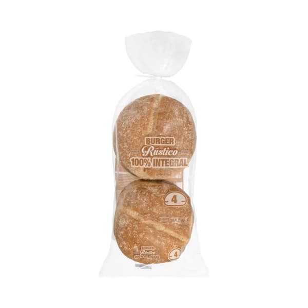 Pan de burger Hacendado Rústico 100% integral - 0.3 kg - Imagen del producto en Findit