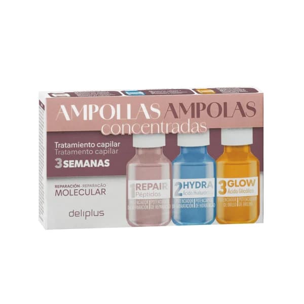 Ampollas capilares concentradas Deliplus tratamiento de reparación molecular - 3 ud - Imagen del producto en Findit