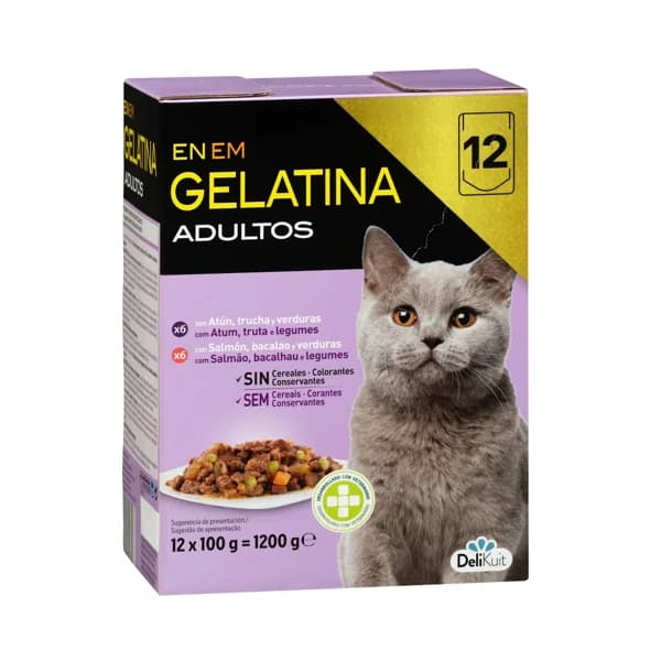 Bocaditos en gelatina gato adulto Delikuit - 1.2 kg - Imagen del producto en Findit