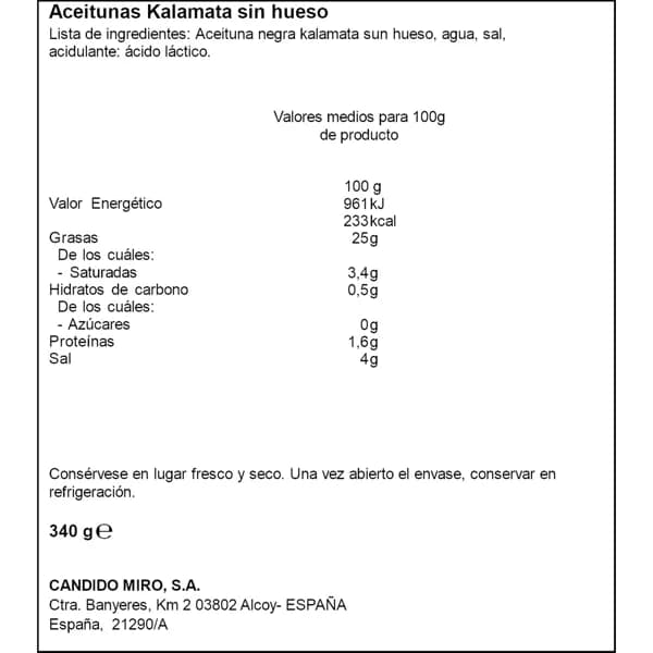 Aceituna Kalamata 340G - 0.28 kg - Imagen del producto en Findit