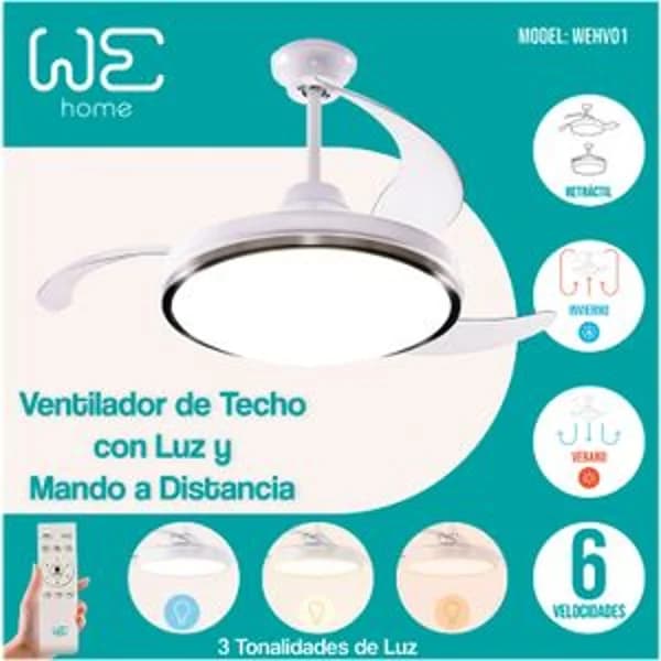 Ventilador de Techo con Aspas Retractiles - 1 ud - Imagen del producto en Findit