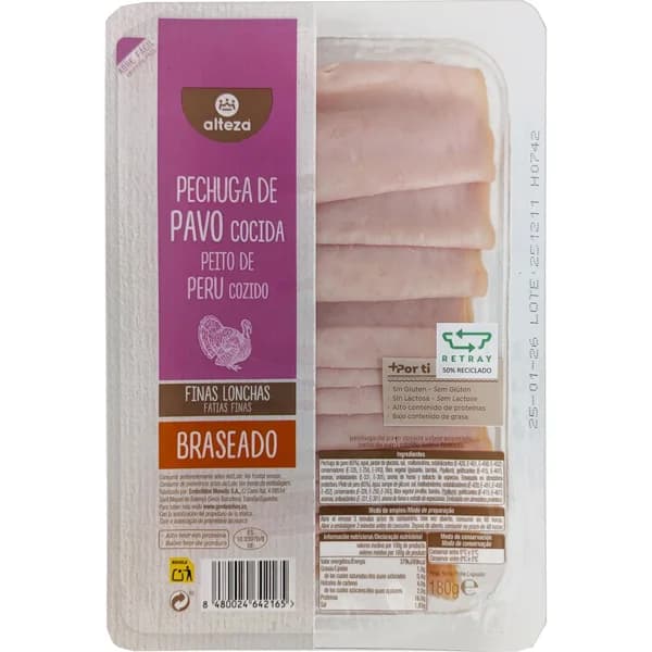 Pechuga de Pavo Braseado Finas Lonchas - 0.18 kg - Imagen del producto en Findit