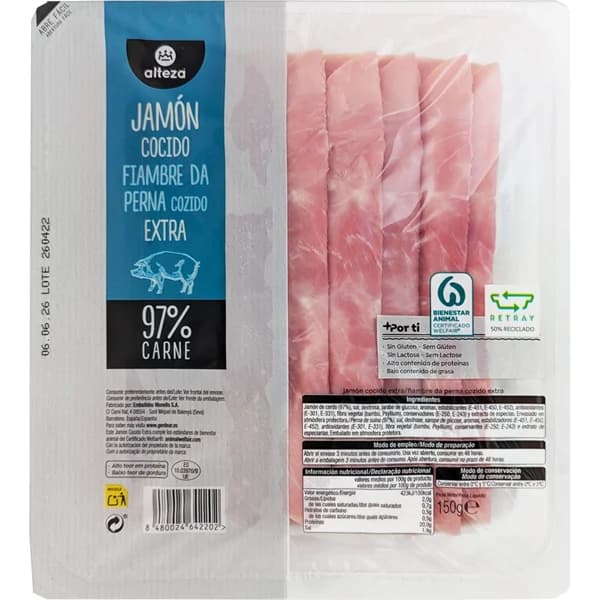 Jamon Cocido Extra 97% Carne - 0.15 kg - Imagen del producto en Findit