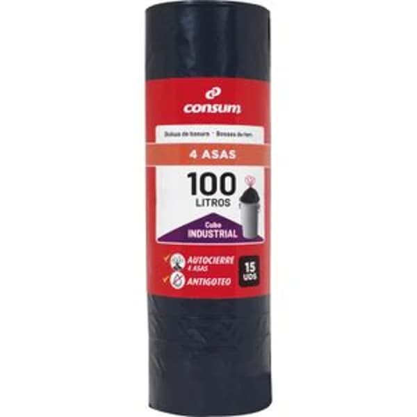 Bolsa Basura Autocierre 4 Asas 100 Litros - 14.67 ud - Imagen del producto en Findit