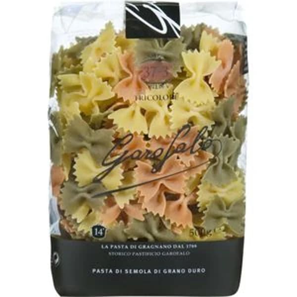 Pasta farfalle tricolor 500g - 0.5 kg - Imagen del producto en Findit