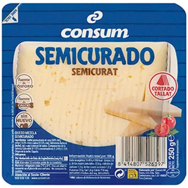 Queso Semicurado Precortado - 0.25 kg - Imagen del producto en Findit