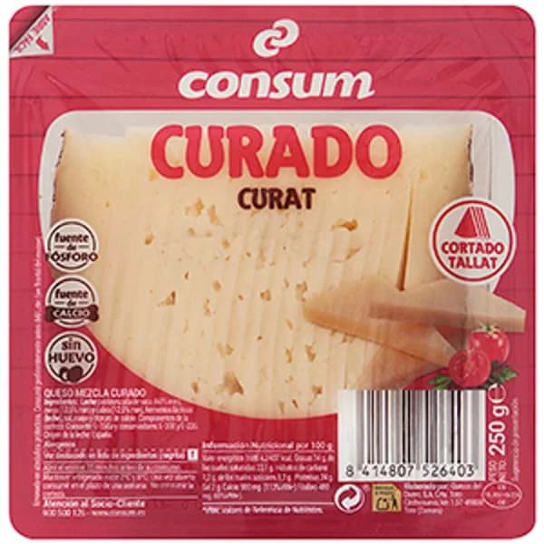 Queso Mezcla Curado Precortado L.Pasteurizad - 0.25 ud - Imagen del producto en Findit