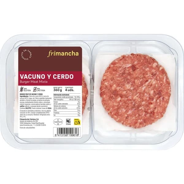 Burger Mixta Cerdo Vacuno - 0.36 kg - Imagen del producto en Findit