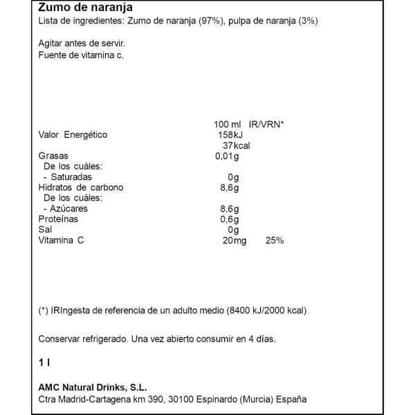 Zumo de Naranja con Pulpa 1L - 1 l - Imagen del producto en Findit