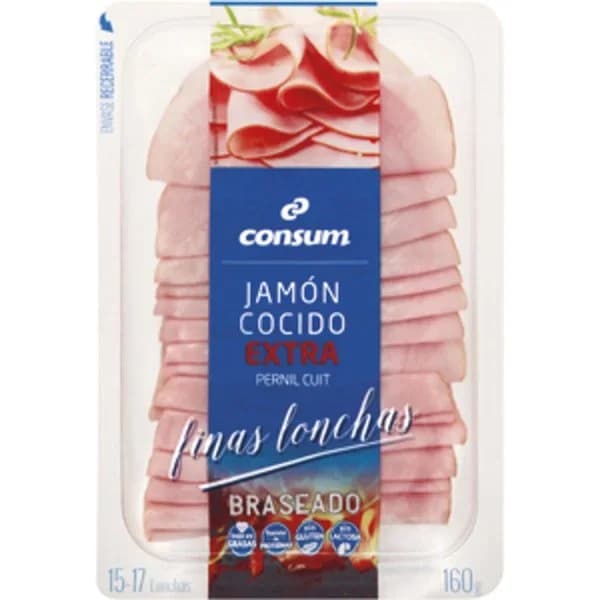 Jamón Cocido Braseado Finas Lonchas - 0.16 kg - Imagen del producto en Findit