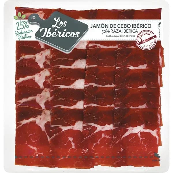 Jamón de Cebo en Tapas 50% Raza Ibérica - 0.09 kg - Imagen del producto en Findit
