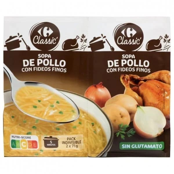 Sopa de pollo Classic Carrefour pack de 2 sobres de 71 g. - 0.14 kg - Imagen del producto en Findit
