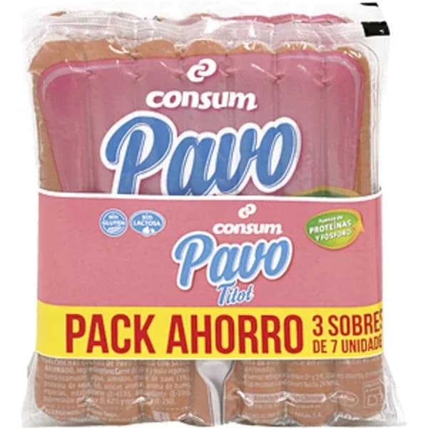 Salchichas de Pavo 7 Unidades - 0.42 kg - Imagen del producto en Findit