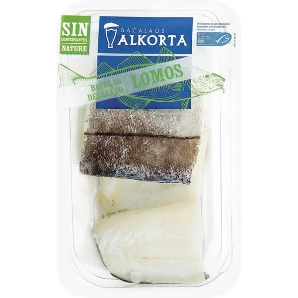 Lomos extra de bacalao desalado ALKORTA Nature, pack 2x135 g - 0.27 kg - Imagen del producto en Findit