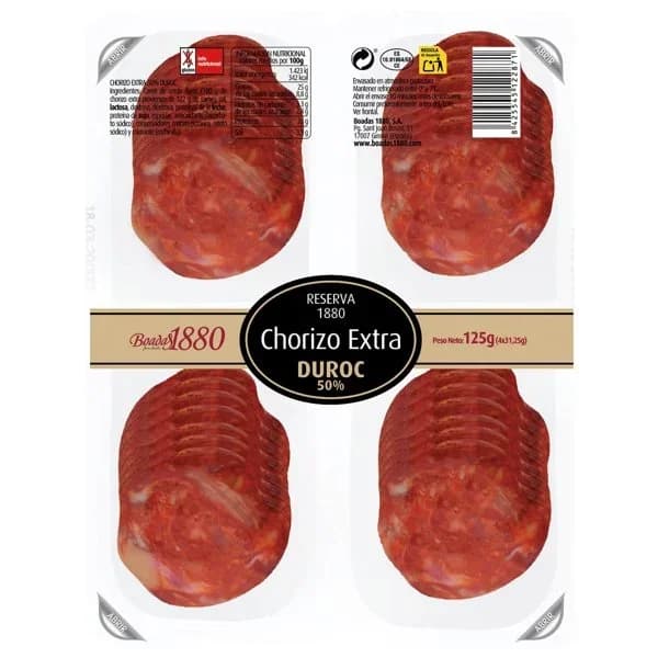 Chorizo Extra Reserva 50% Duroc - 0.12 kg - Imagen del producto en Findit