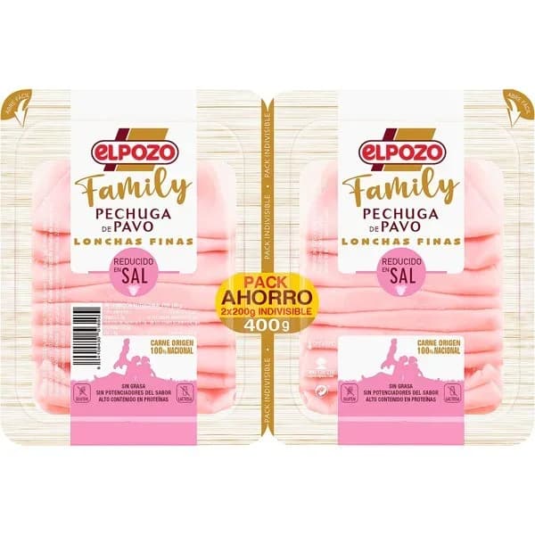 Pechuga de Pavo Family sin Grasa y Reducida Sal - 0.4 kg - Imagen del producto en Findit