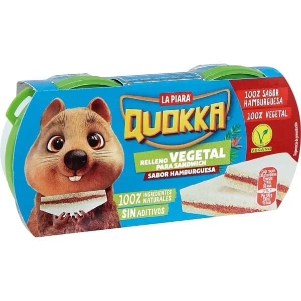 Relleno vegetal para sándwich sabor hamburguesa Quokka La Piara sin gluten pack de 2 unidades de 75 g. - 0.15 kg - Imagen del producto en Findit