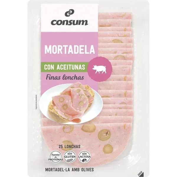 Mortadela con Aceitunas Finas Lonchas - 0.25 kg - Imagen del producto en Findit