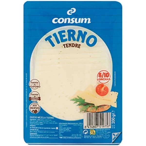 Queso Tierno Mezcla Lonchas - 0.2 kg - Imagen del producto en Findit