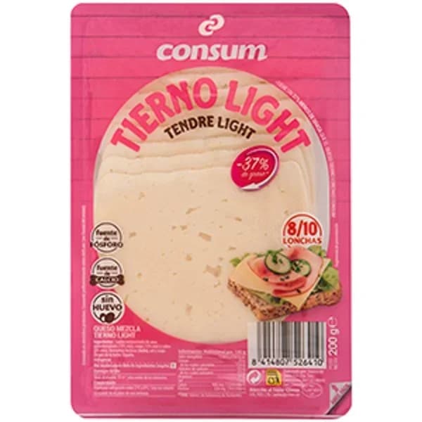 Queso Tierno Light Lonchas - 0.2 kg - Imagen del producto en Findit