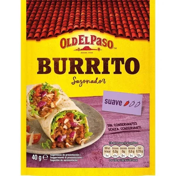 Sazonador burrito OLD EL PASO, sobre 40 g - 0.04 kg - Imagen del producto en Findit