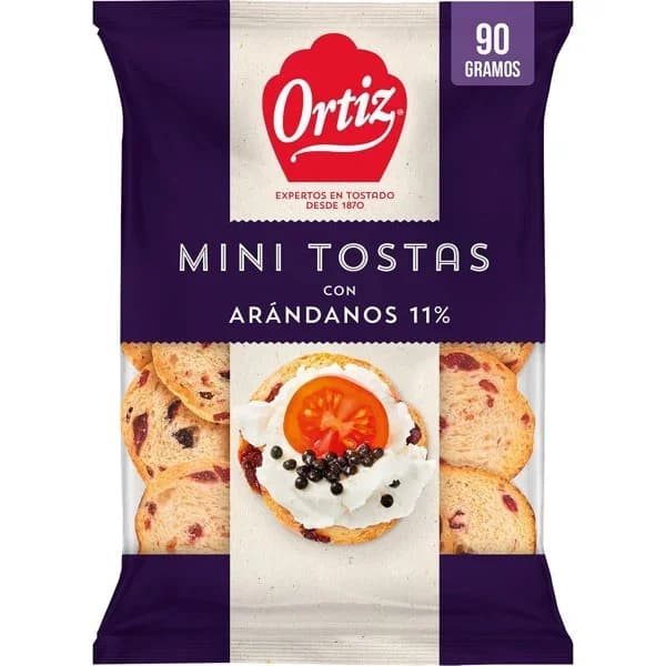 Mini tostas con arándanos ORTIZ, bolsa 90 g - 0.09 kg - Imagen del producto en Findit