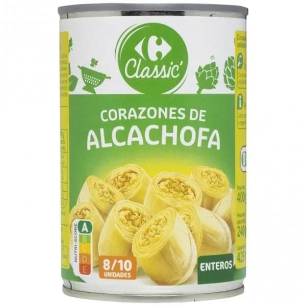 Corazones de alcachofa 8/10 Carrefour 240 g. - 0.24 kg - Imagen del producto en Findit