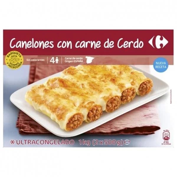 Canelones con carne de cerdo Carrefour pack de 2 unidades de 500 g. - 1 kg - Imagen del producto en Findit