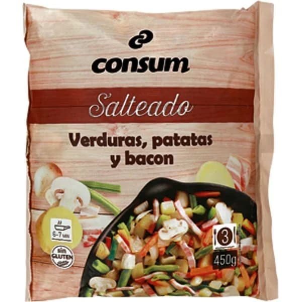 Salteado de Patata, Verduras y Bacón congelado - 0.45 kg - Imagen del producto en Findit