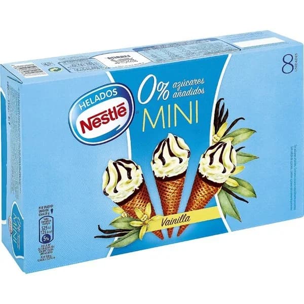Mini Conos de Vainilla s/Azúcar 8 Unidades - 0.48 l - Imagen del producto en Findit