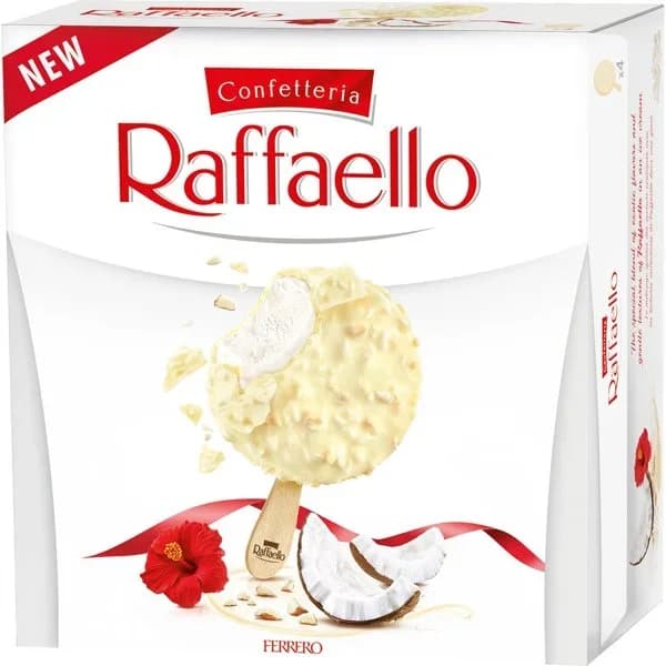 Helado sabor raffaello FERRERO ROCHER, 4 uds, caja 194 g - 0.28 l - Imagen del producto en Findit
