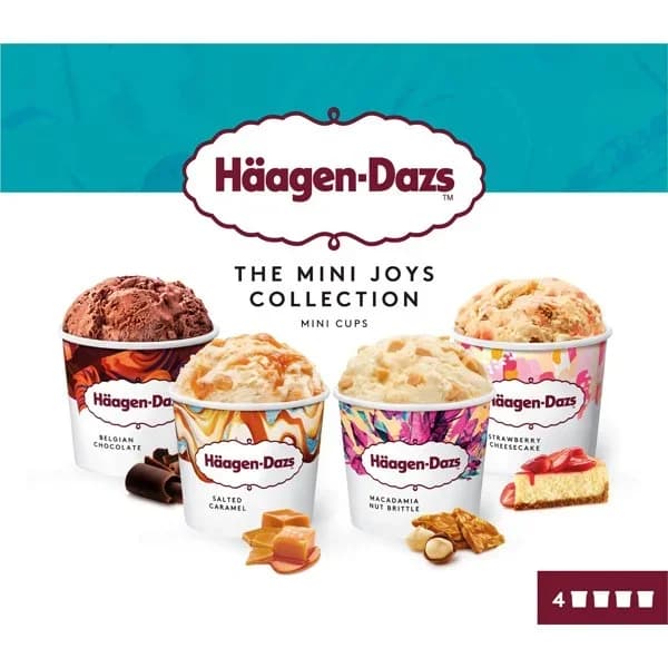 Helado mini joys collection HAAGEN DAZS, 4 uds, caja 390 g - 0.39 kg - Imagen del producto en Findit
